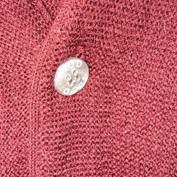 Vtg 90's Izod Cardigan Sweater Burgundy Red Large USA Made Crest Grandpa Acrylic - Picture 4 of 8